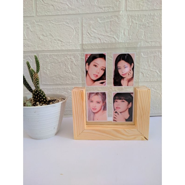 frame foto aesthetic stand kayu akrilik holder penyangga foto
