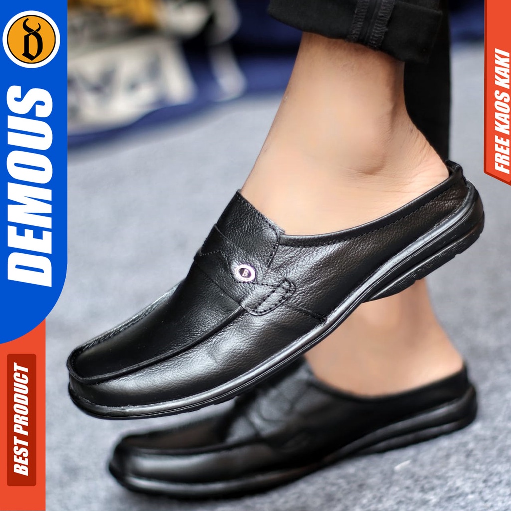 Sepatu Sandal Casual Kulit Asli Bustong Tutong Sendal Slop Original Murah Terbaru Kekinian