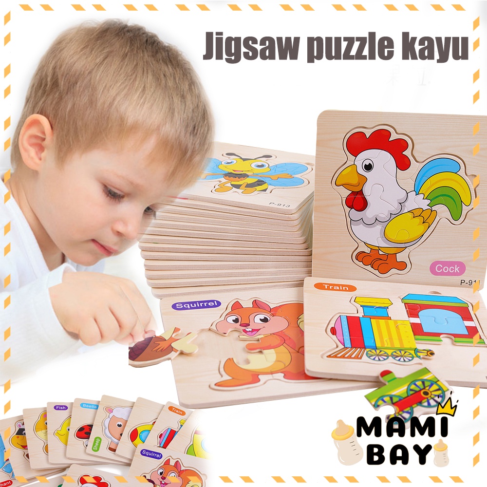 Mamibayi Jigsaw puzzle anak wooden toys mainan puzzle kayu eduksi bayi