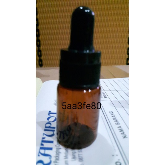 botol 10 ml kaca coklat tipis pipet hitam
