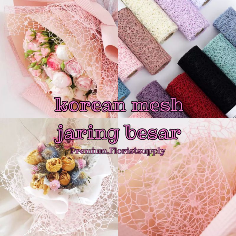 

wrapping paper korean mesh jaring besar satuan 50*50cm. WAJIB BELI SELONGSONG!!