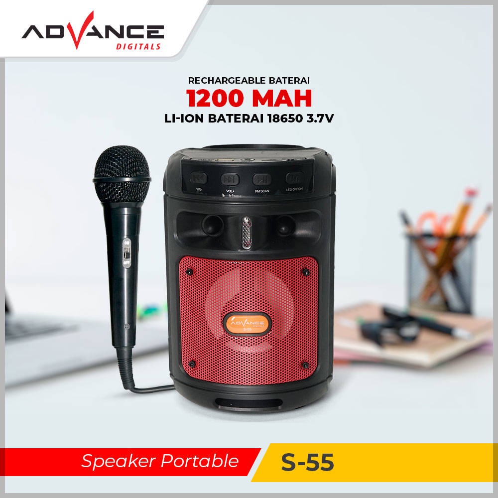 【READY STOCK】Advance Speaker Bluetooth Portable S-55 Free Mic Karaoke/Salon Aktif Radio Fm Box Music/Speaker Aktif Portable