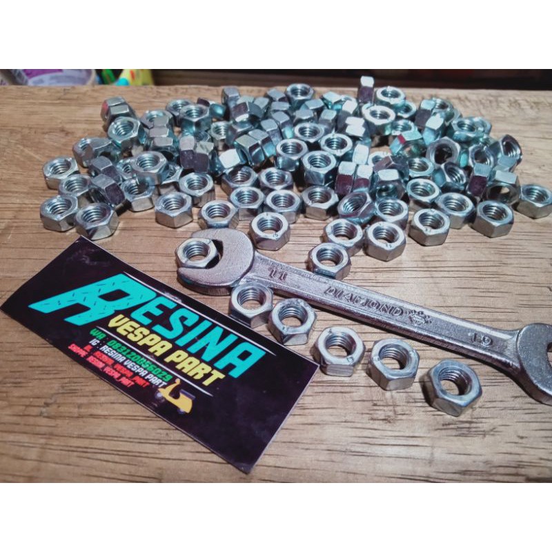 mur 11 vespa 7 mm untuk blok dan mesin rengkes vespa