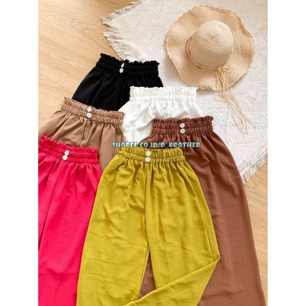 Vava Celana Kulot Crinkle Estetic Highwaist Kancing 2