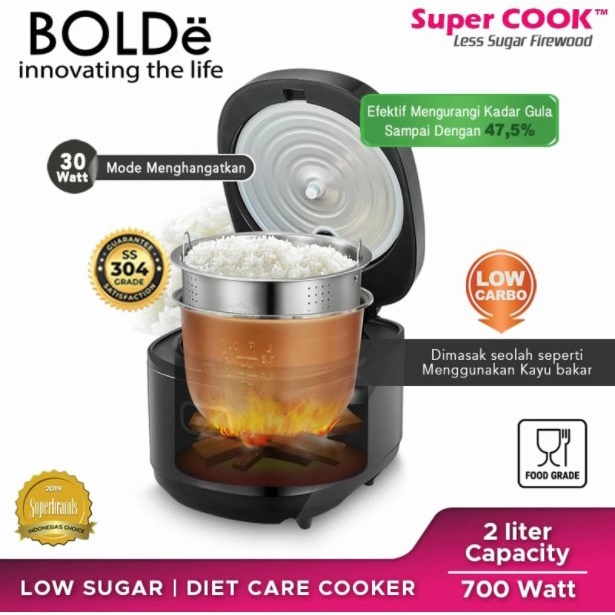 BOLDE Super Cook Less Sugar Firewood 2L Rice Cooker Magicom Digital