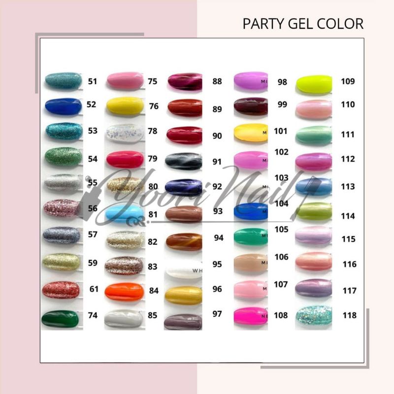 Paket gel polish halal PARTY 12 warna top coat base coat uv gel party 15ml