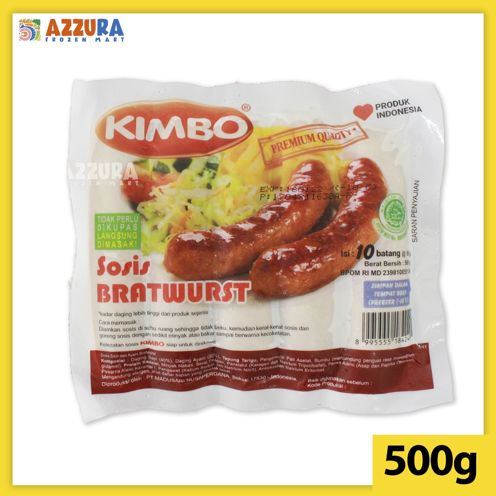 

Kimbo Sosis Sapi Bakar Premium Bratwurst Mini isi 10 Batang 500g