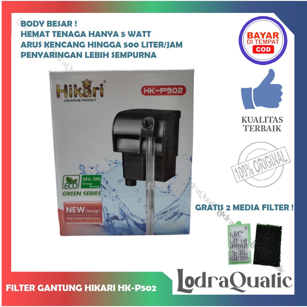 PROMO MURAH ! FILTER GANTUNG AQUASCAPE HIKARI HK-P 502 KUALITAS TERBAIK FILTER GANTUNG BESAR FILTER GANTUNG AQUARIUM BESAR FILTER AQUASCAPE BESAR HANG ON FILTER HIKARI FILTER AQUARIUM POMPA AIR AQUASCAPE HANGING FILTER SLIM HANG ON FILTER