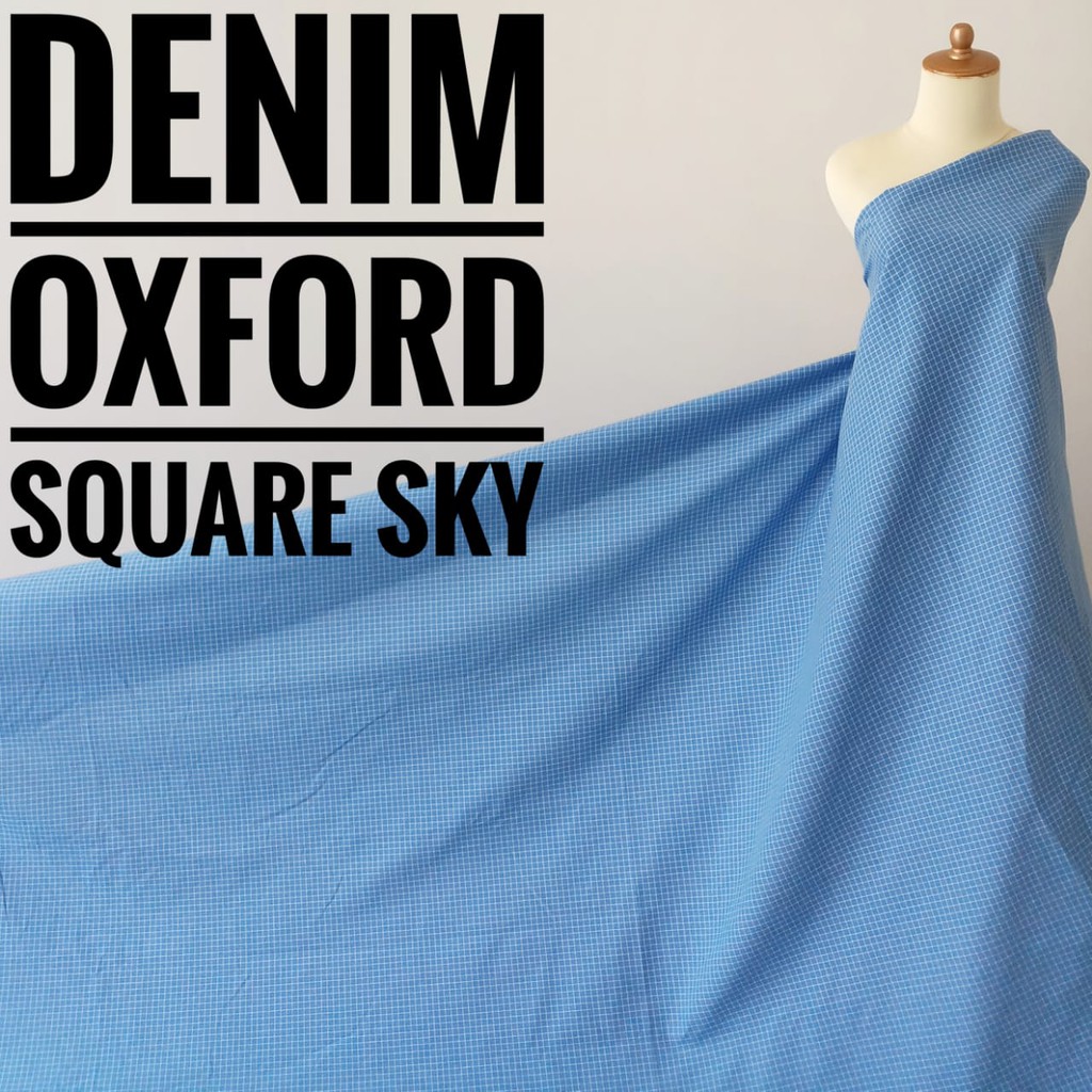 Last Stock Kain Meteran Denim Oxford Square Sky (0.5M)