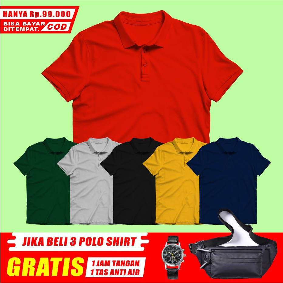 Polo Shirt Original Bahan Lacoste PVC Premium Tidak Gatal dan Kain Halus Kaos Kerah Pria Wanita jumb
