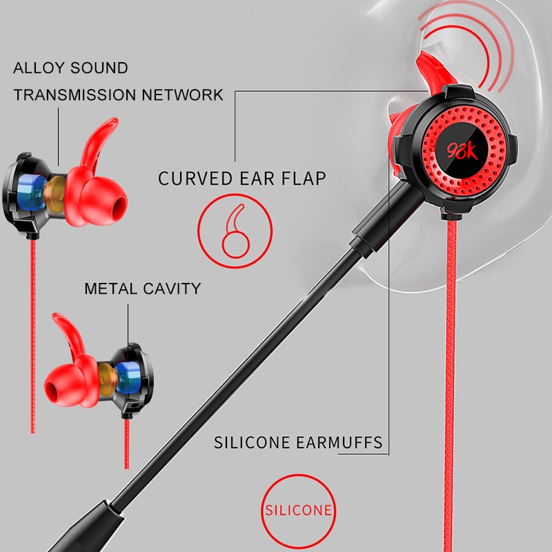 ⚡IN JKT Headset Gaming PUBG Bass Noise Cancelling dengan Dual Mic Mobile Earphone  Hifi Handsfree-4