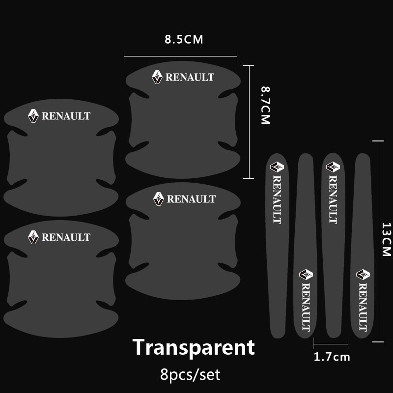 Renault 8Pcs Stiker Pelindung Handle Pintu Mobil Bahan Serat Karbon Untuk Fluence Clio Megane 2 Sandero Kwid Logan