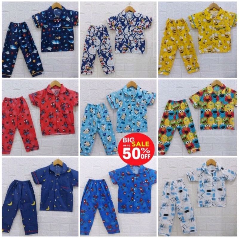 Baju tidur anak anak motif Dino terbaru termurah terlaris pakaian tidur anak piama anak anak