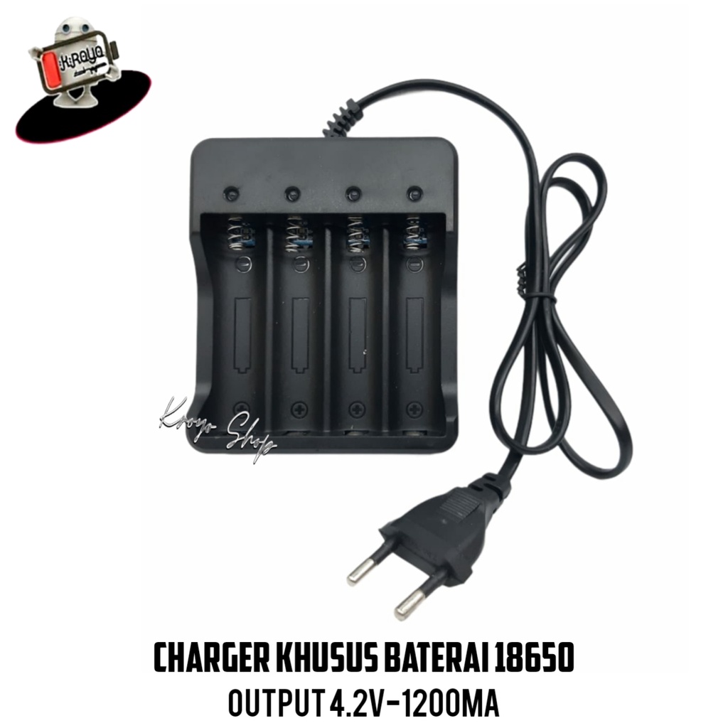 Charger Baterai 18650 4 Slot Output 4.2v-1200mA Langsung Listrik AC 220V