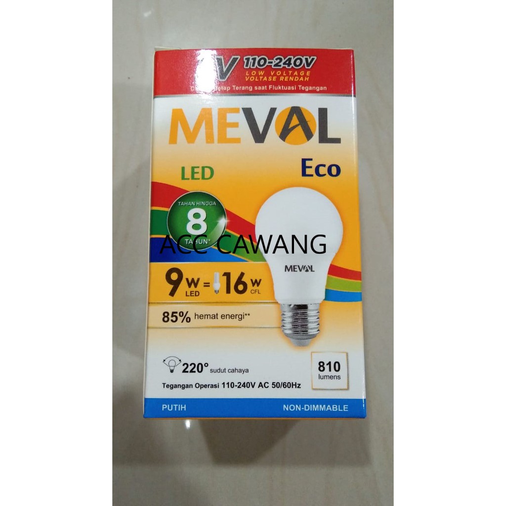 Meval Lampu LED 9W 9 Watt TERBARU 6500K Voltase Rendah ECO Low Volt