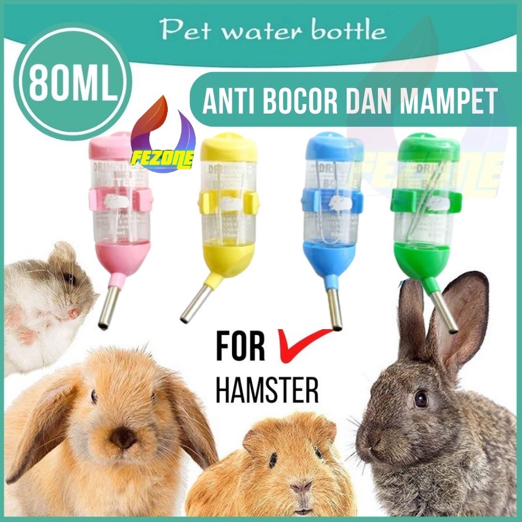 Botol Minum Hamster 80ml Stainless Botol Minum Gantung Anti Bocor Mudah Dibersihkan FEZONE