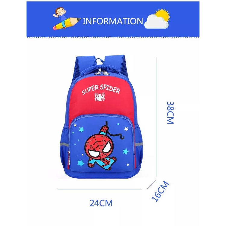 NIQABIS Tas Ransel Anak Laki Laki SUPER SPIDERMAN Tas Sekolah Anak Paud TK SD Anak Cowok Superhero