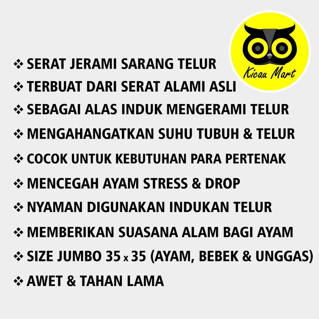 TARANGAN AYAM SARANG SUSUH SERAT JERAMI UKURAN BESAR TEMPAT BERTELUR AYAM PETELUR BEBEK UNGGAS SJRM3