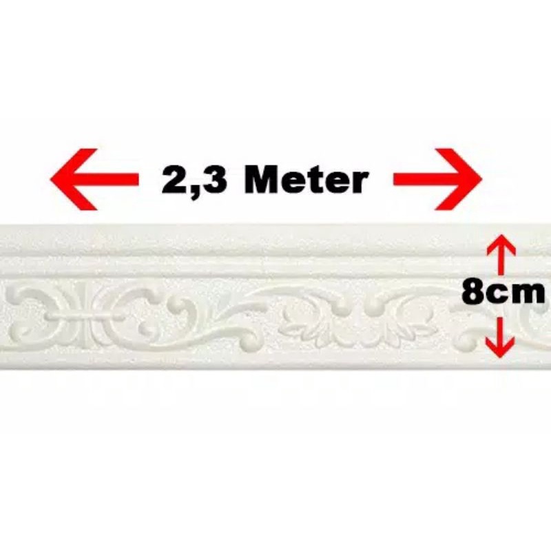 Wallpaper List Foam 3D Sticker-Ukir Putih Lebar 8cm
