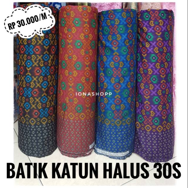 Kain batik katun motif tenun meteran