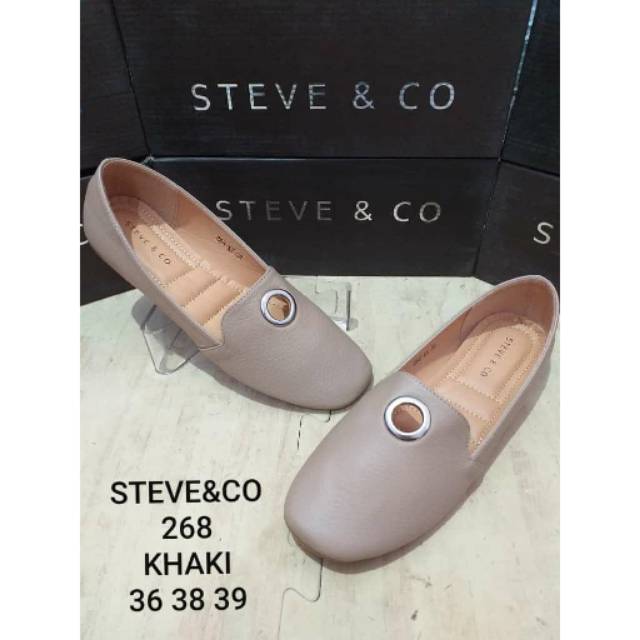 Steve&co sepatu flat shoes warna KHAKI&BLACK