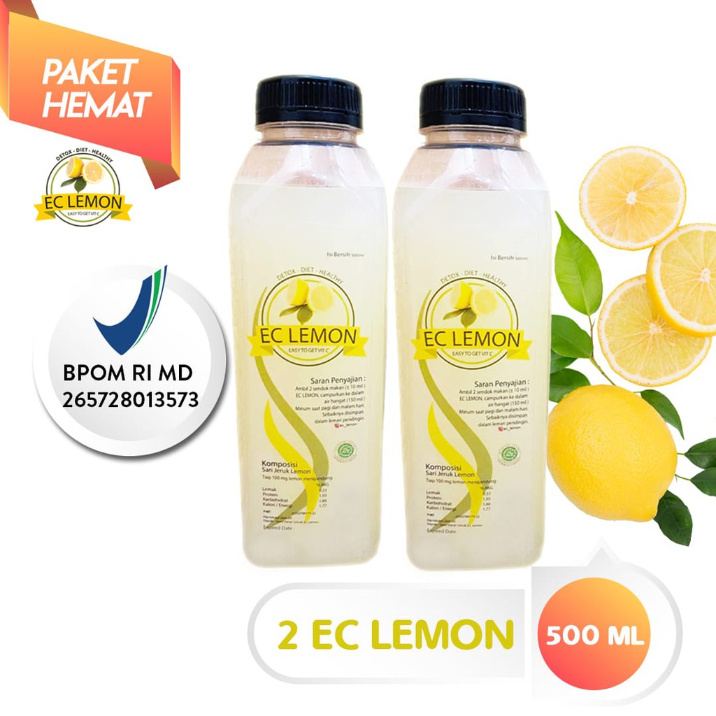 

EC LEMON DOUBLE (2 Botol) 500ml utk kesehatan, diet, detox. Lemon BPOM