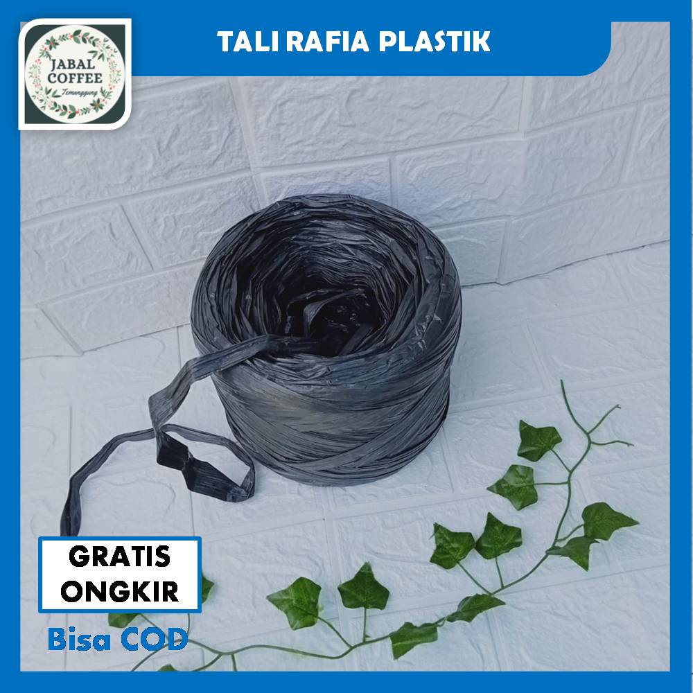 Tali Plastik Rapia / Tali Rafia Hitam Besar / Tali Rafia Gulungan Besar 900 Gram J121