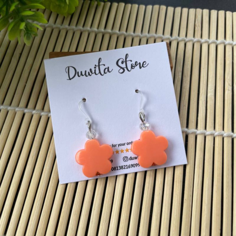 HANDMADE ANTING ANAK/DEWASA KAITAN PLASTIK MOTIF BUNGA PIPIH