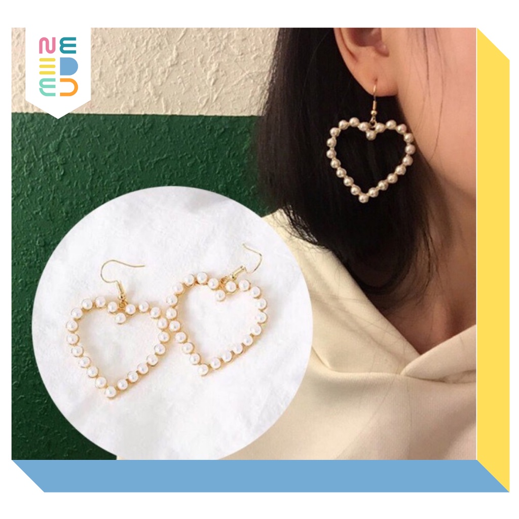 NEEDED.ID JKT | Love Pearl Earrings / Anting Korea Kekinian Modis Anting Mutiara Tindik