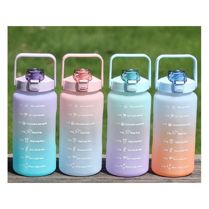 Botol Minum Motivasi 2000ml Motivation Bottle Rainbow 2L Botol Kantor