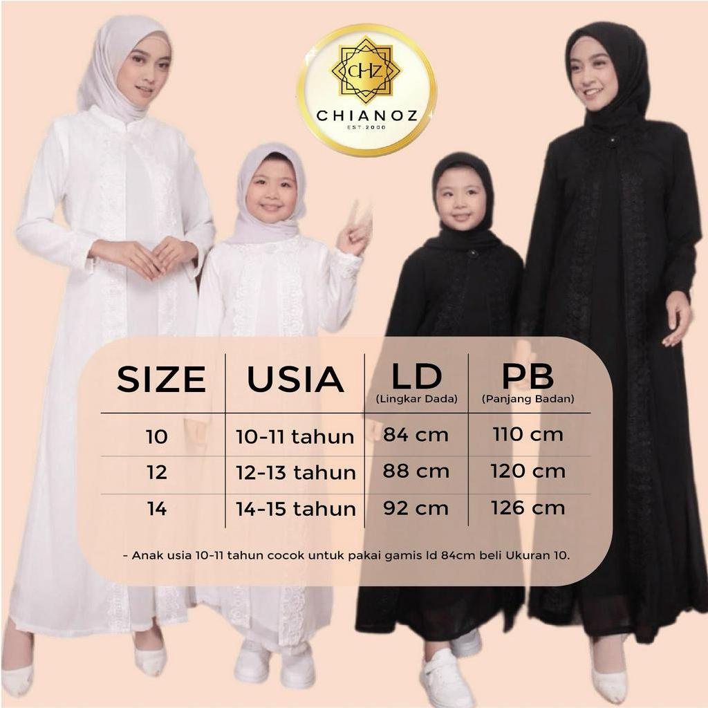 CHIANOZ Gamis Anak Couple Putih Mewah Nagita Dress FULL Brukat Renda Baju Lebaran Umroh Haji Manasik Pesta Akad 192 126