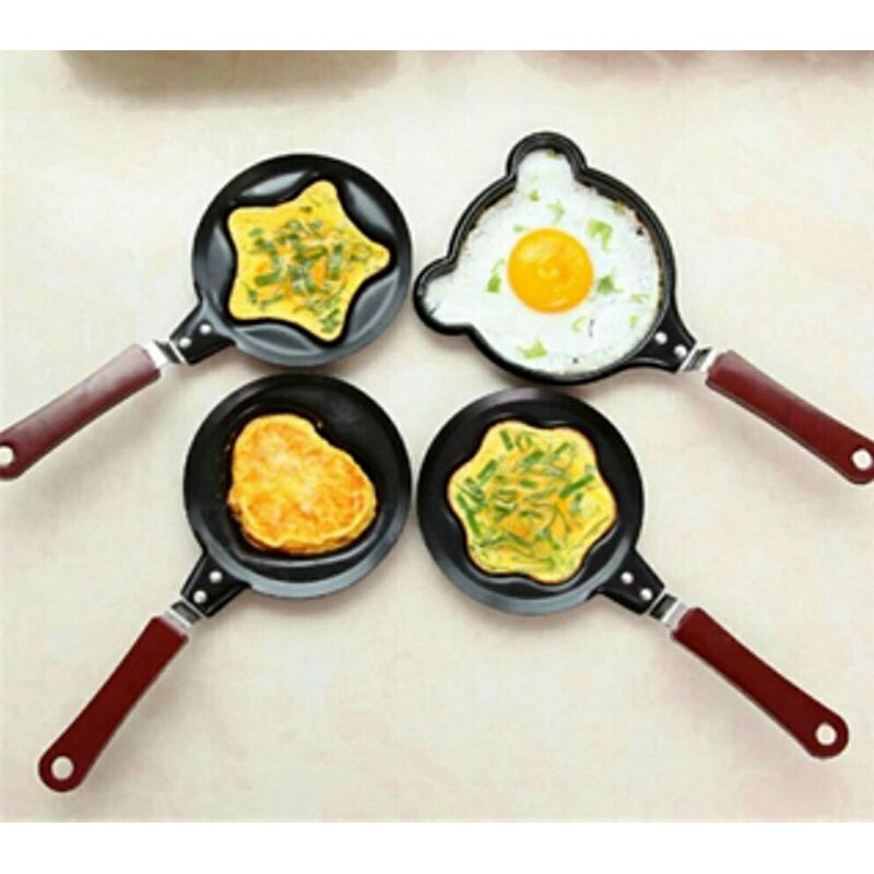 ⭐️ Jendela Kosmetik ⭐️ Frying Pan Mini / Alat Memasak Telu Penggorengan / Cetakan Telur Aneka Bentuk / Penggorengan Mini