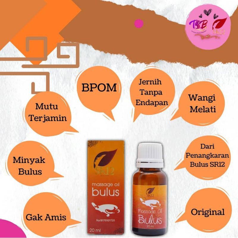 

MASSAGE OIL BULUS (NO BAU AMIS, WANGI MELATI, SUDAH BPOM DAN HALAL)