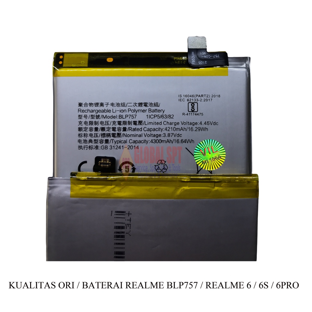 KUALITAS ORI / BATEREAI REALME BLP757 / BATRE REALME 6 / BATERE 6PRO / 6S