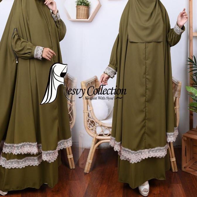 ⭐⌊Promo12.12⌉⚡ Gamis syari alya set by Resvy_collection