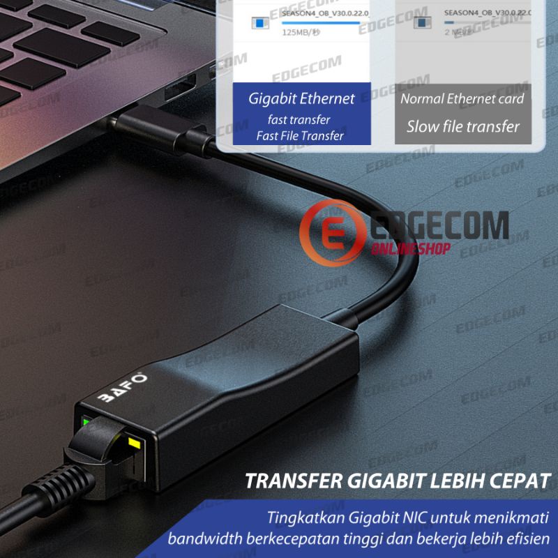 BAFO USB 3.1 TYPE C to Gigabit Ethernet Adapter 1000Mbps BF-331