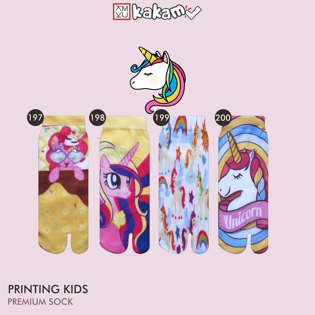 Kaos Kaki Jempol Anak Printing Karakter Hello Kitty, Unicorn 10