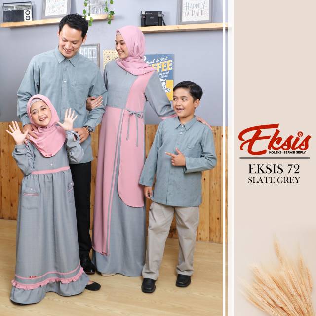 Sarimbit Keluarga Seply EKSIS 72 SLATE GREY Koko Kaseo 71 Kliko 53 Gamis Gissel 225 Selia 52 Anak