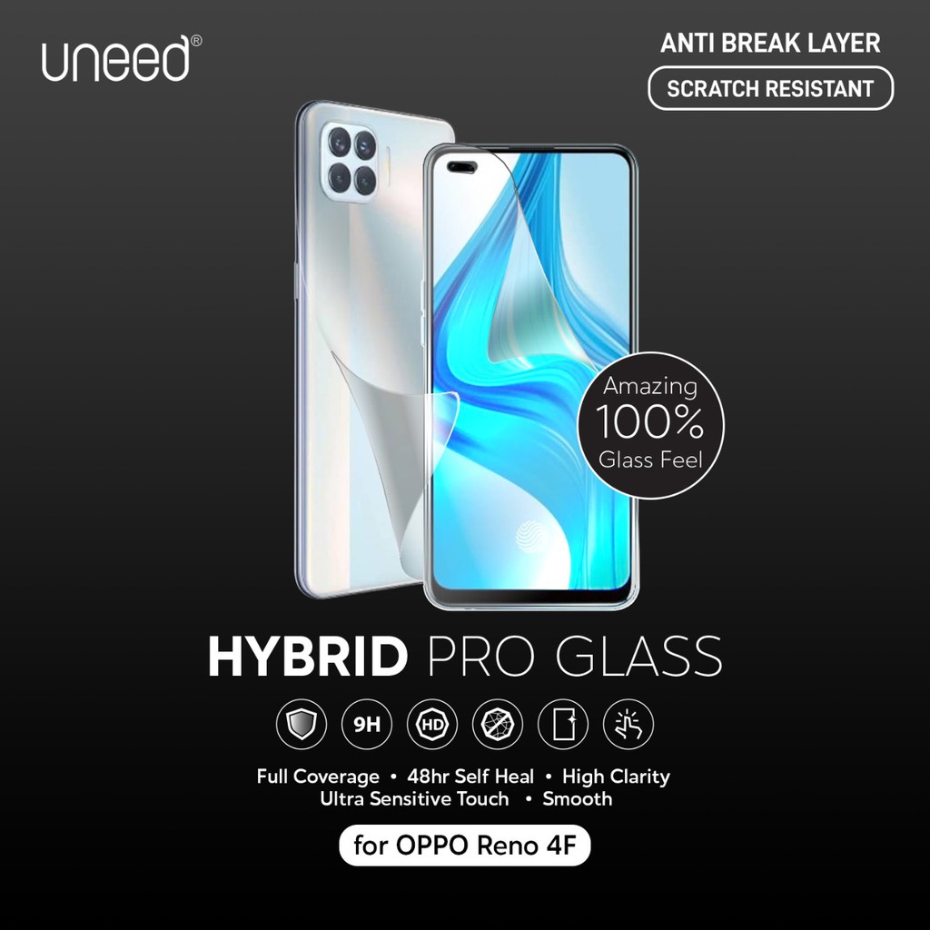 UNEED Hybrid Pro Anti Break Screen Protector Oppo Reno 4F Full Cover