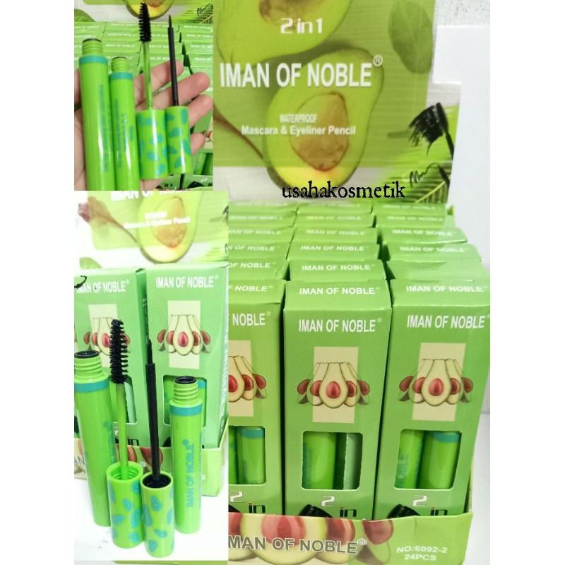 PROMO MURAH PAKET MASCARA DAN EYELINER 2IN1 AVOCADO IMAN OF NOBLE NO.6092-2