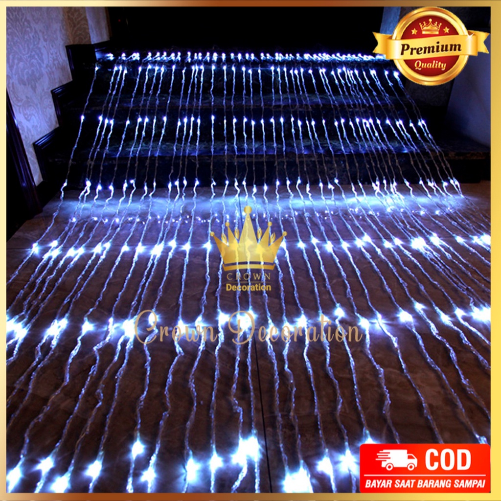 Lampu Air Terjun 3x3 Meter Waterfall Lighting Lampu Tirai Hujan LED