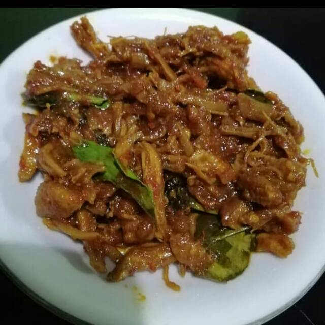 

Ayam suwir pedas manis (pedas sedang) porsi 3/4 orang/250gr