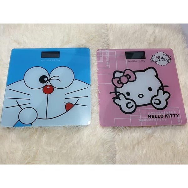 alat timbangan timbang badan digital karakter ukuran besar 21 x 25 cm doraemon hello kitty motif