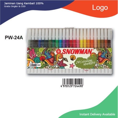 

SPIDOL SNOWMAN 24 Set WARNA WARNI PASTEL PW-24A MARKER PW 24A MURAH AWET GROSIR ATK ECERAN SEKOLAH