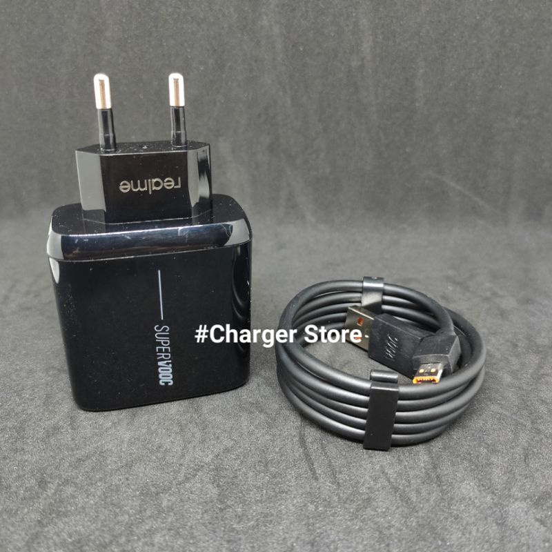 Charger Realme 65W 6.5A Hitam Micro USB SUPER DART VOOC FAST CHARGING ORIGINAL