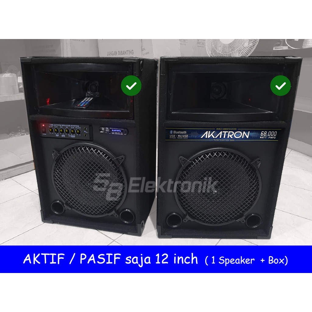 AKATRON 1 BOX SPEAKER AKTIF  atau PASIF 12 INCH INCHI SUBWOOFER BLUETOOTH