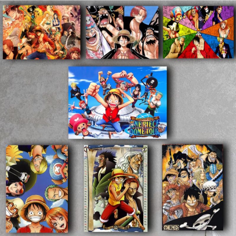 Poster Bingkai Kayu Frame One Piece monkey D'luffy Hiasan Dinding Kamar walldecor