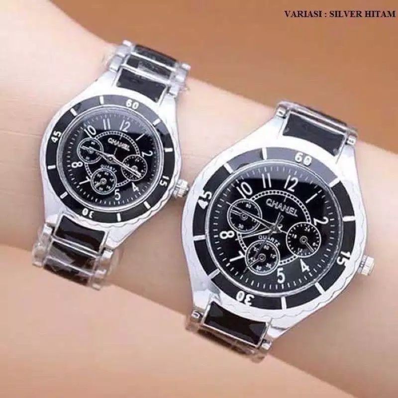 (Grosir)Jam Tangan Couple Ch3N4L Strap Rantai(Terima Cod)