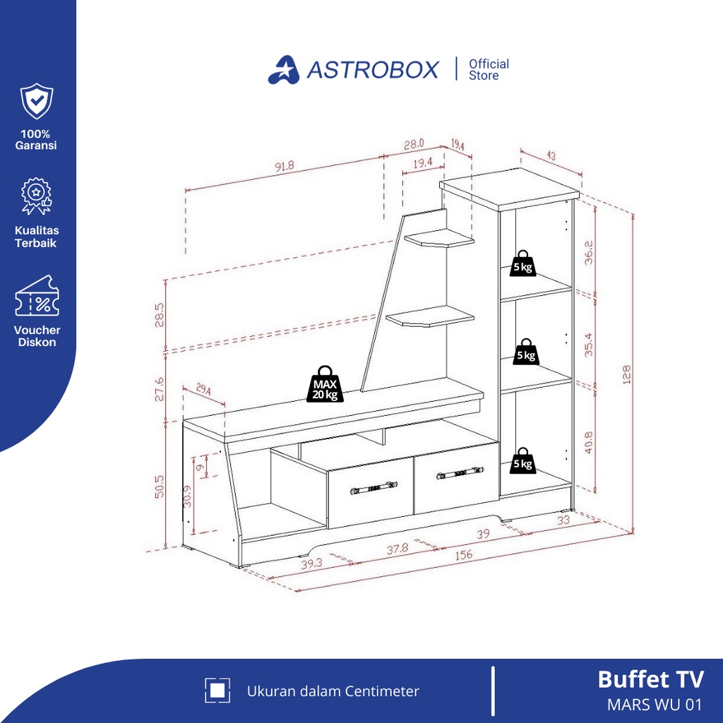 Astrobox Buffet TV / Meja TV / Rak TV Minimalis | MARS WU 01