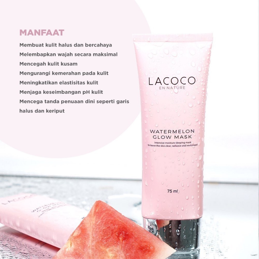 [ FREE GIFT ] LACOCO Watermelon Glow Mask - Masker Wajah 10ml &amp; 75ml